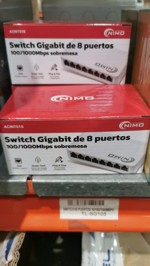 Switch Gigabit 100/1000Mb de 8 puertos RJ45 Plug and Play