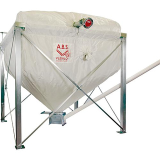 Silo textil SP120x120x180-230h para 0,7-1,0 ton pellet. Estructura de avero galvanizado.