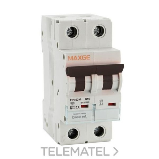 [EPR0435] INT. MAGNETOTERMICO 2x16A CC Alpha+ 500V DC curva C 6kA